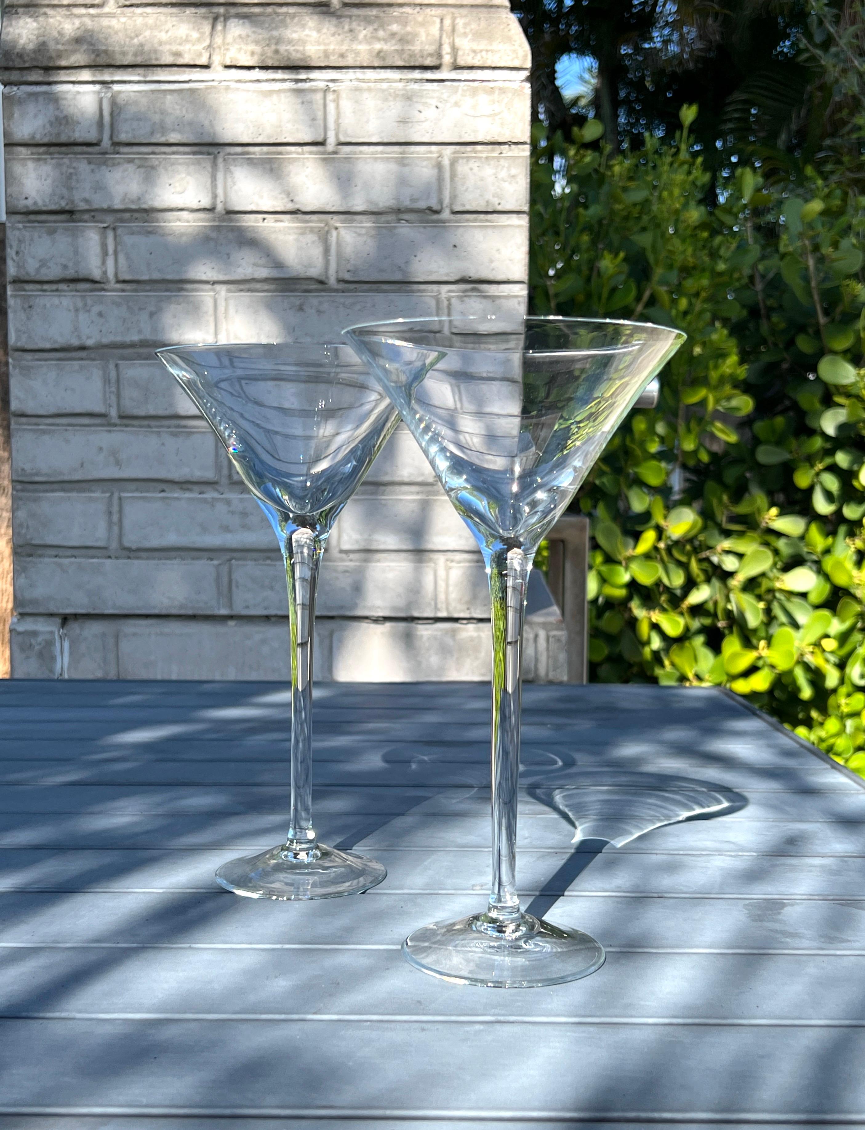 Modern Set of Six Crystal Long Stem Martini Cocktail Glasses, Germany c. 1990 For Sale