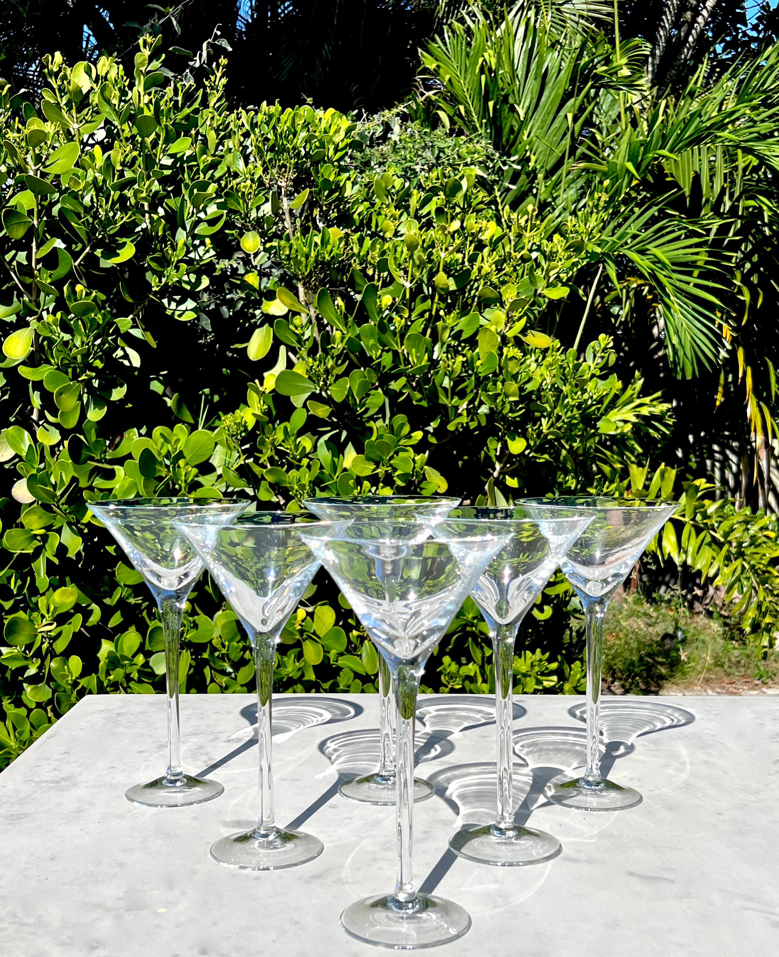 Set of Six Crystal Long Stem Martini Cocktail Glasses, Germany c. 1990 For Sale 3