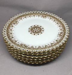Set of Six Gilt Snowflake Plates