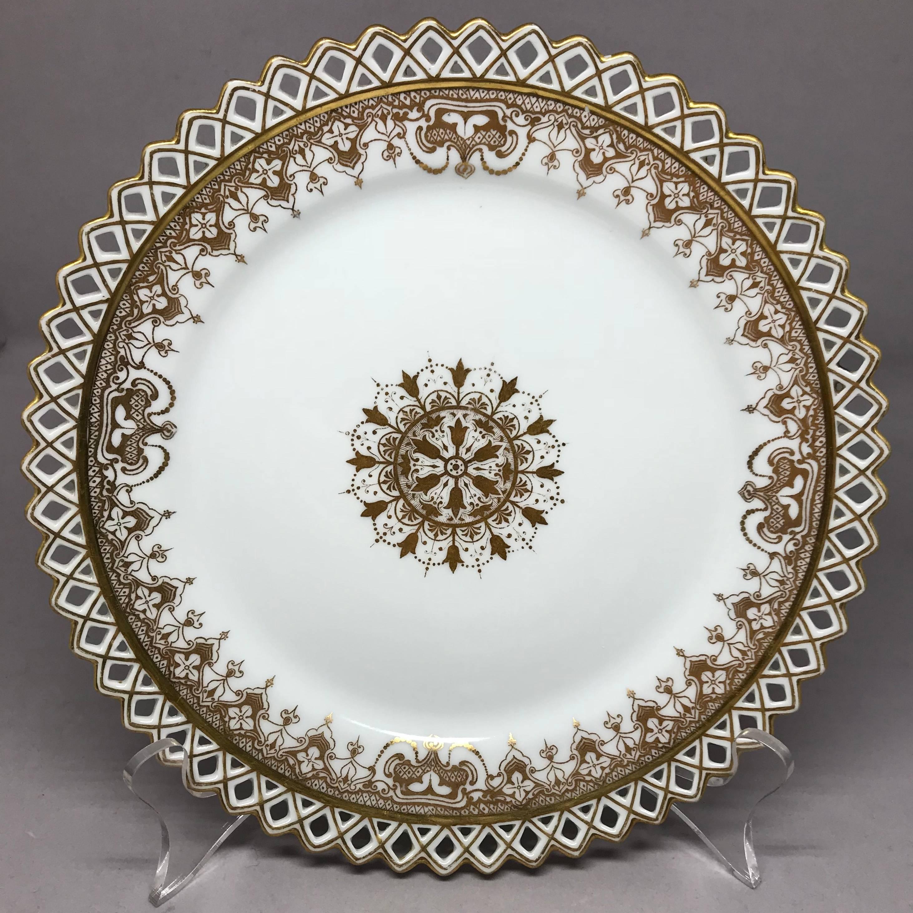 19th Century Set of Six Gilt Snowflake Plates  For Sale