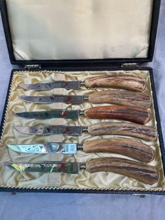 Set of Six German Stag-Handled Steak Knives by Solingen
