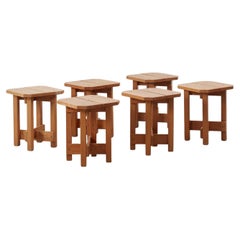 Set of six Gerrit Rietveld stools - Netherlands, 1970s.