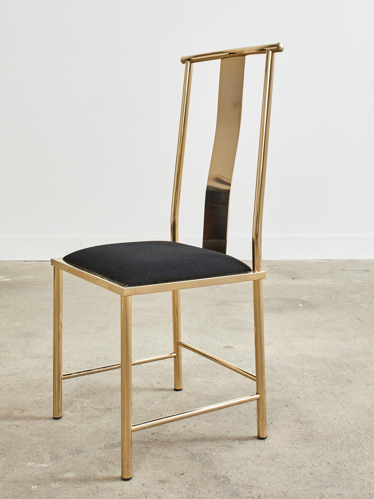 Set of Six Gilded Steel Chinese Officials Hat Dining Chairs For Sale 4