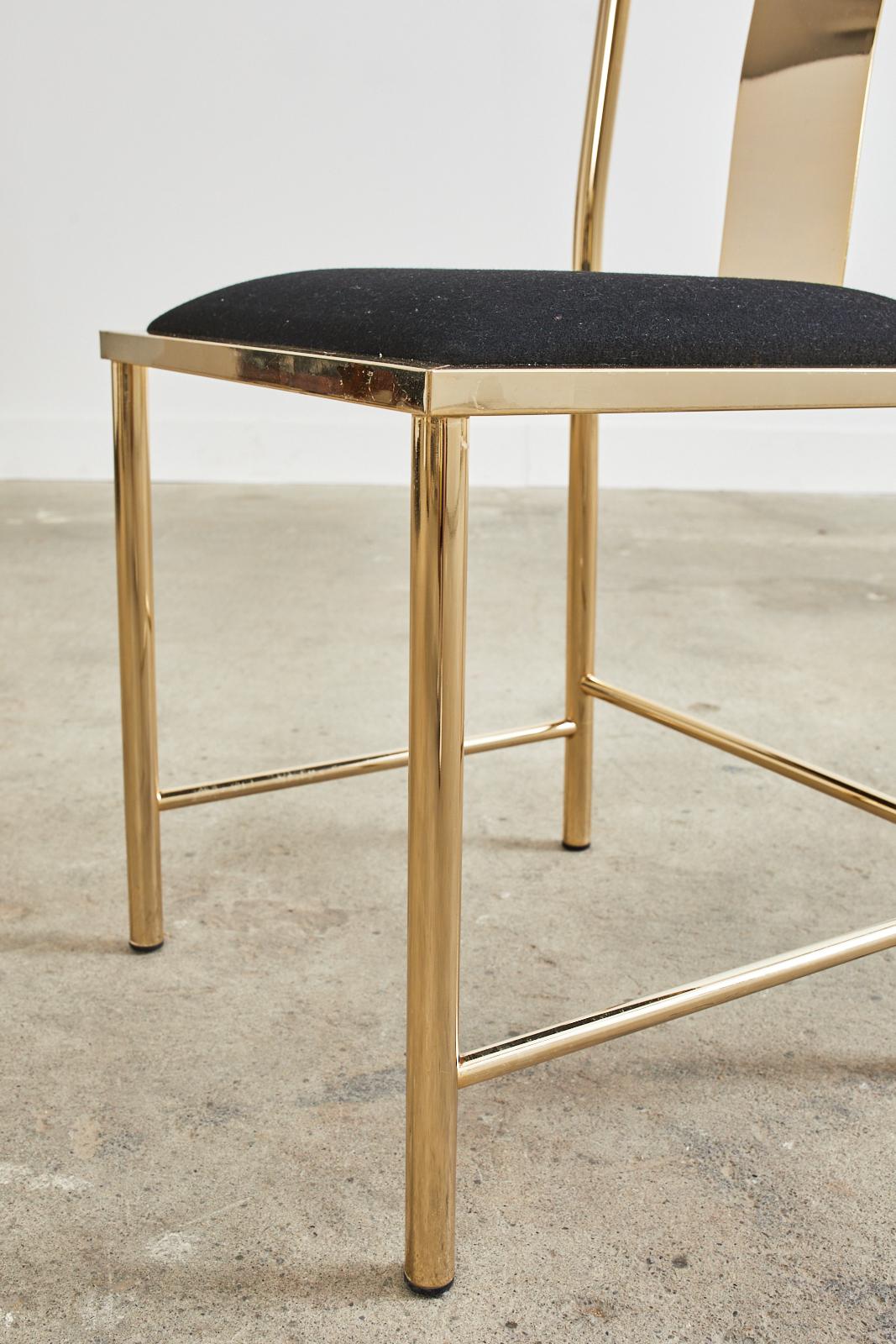 Set of Six Gilded Steel Chinese Officials Hat Dining Chairs For Sale 5