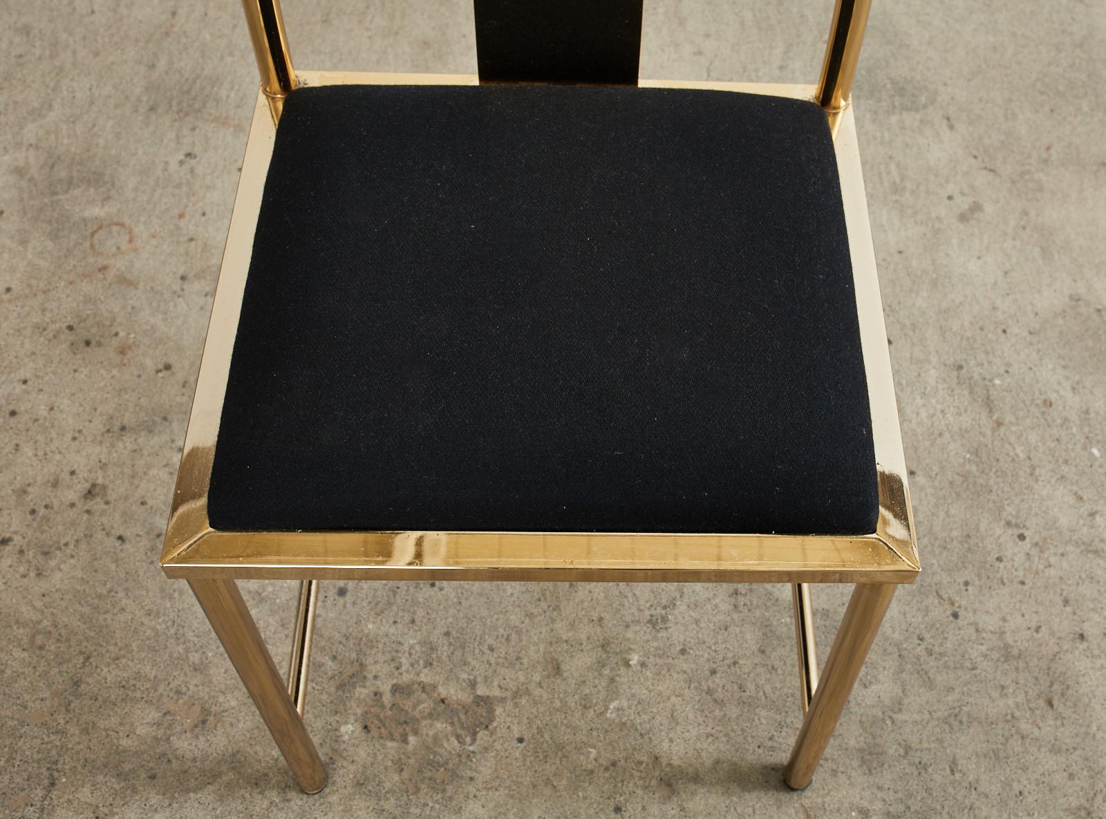 Set of Six Gilded Steel Chinese Officials Hat Dining Chairs For Sale 9