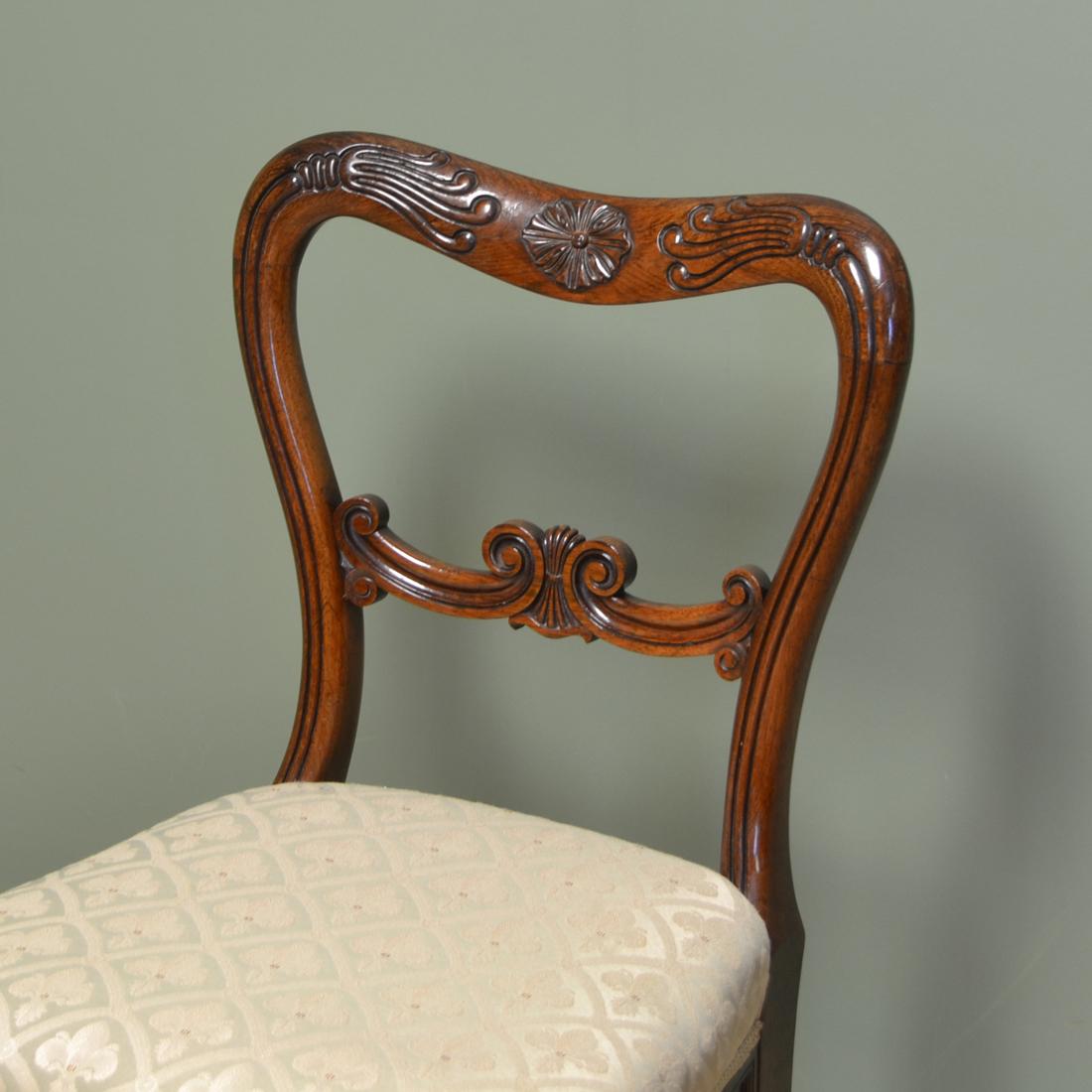 European Set of Six Gillows Rosewood Antique William IV Dining Chairs