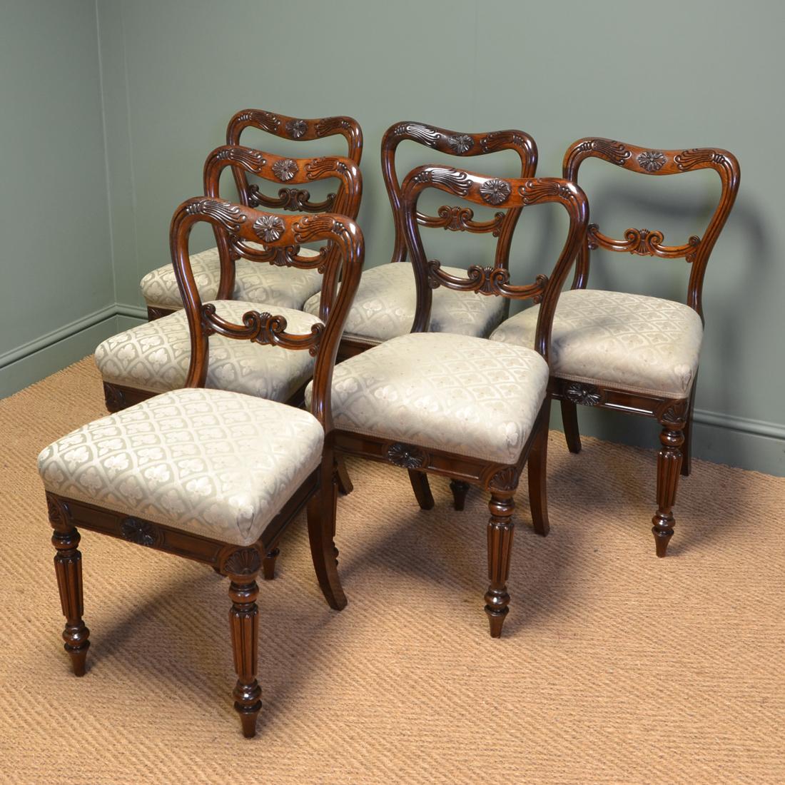 Set of Six Gillows Rosewood Antique William IV Dining Chairs 1