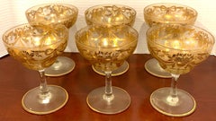 Set of Six Gilt Enameled Frosted Grand Coupes/ Dessert or Seafood