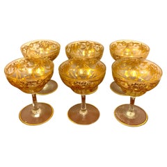 Antique Set of Six Gilt Enameled Frosted Grand Coupes/ Dessert or Seafood