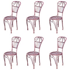 Ensemble de 6 chaises d'appoint en métal doré avec corde et glands