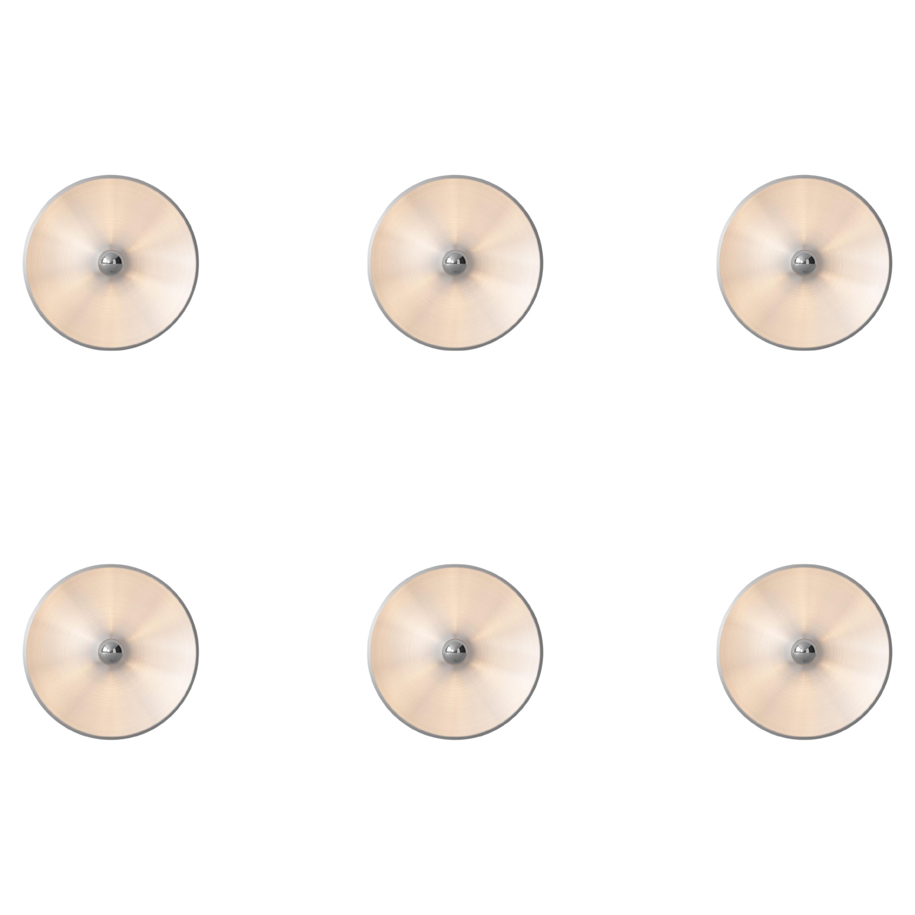 Set di sei lampade da parete Gino Sarfatti Modello 262 Alluminio Satinato