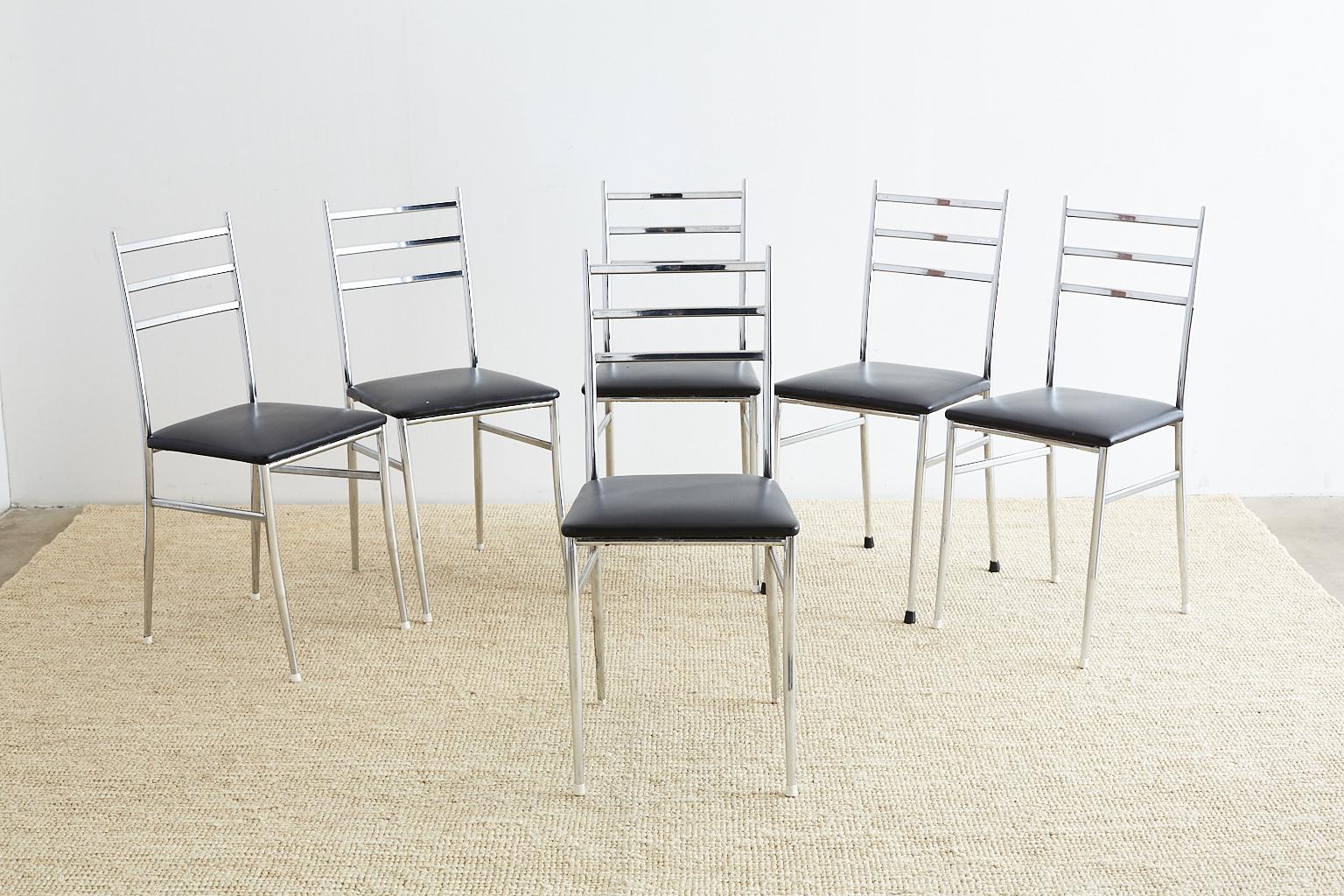 Mid-Century Modern Set of Six Gio Ponti Superleggera Style Dining Chairs