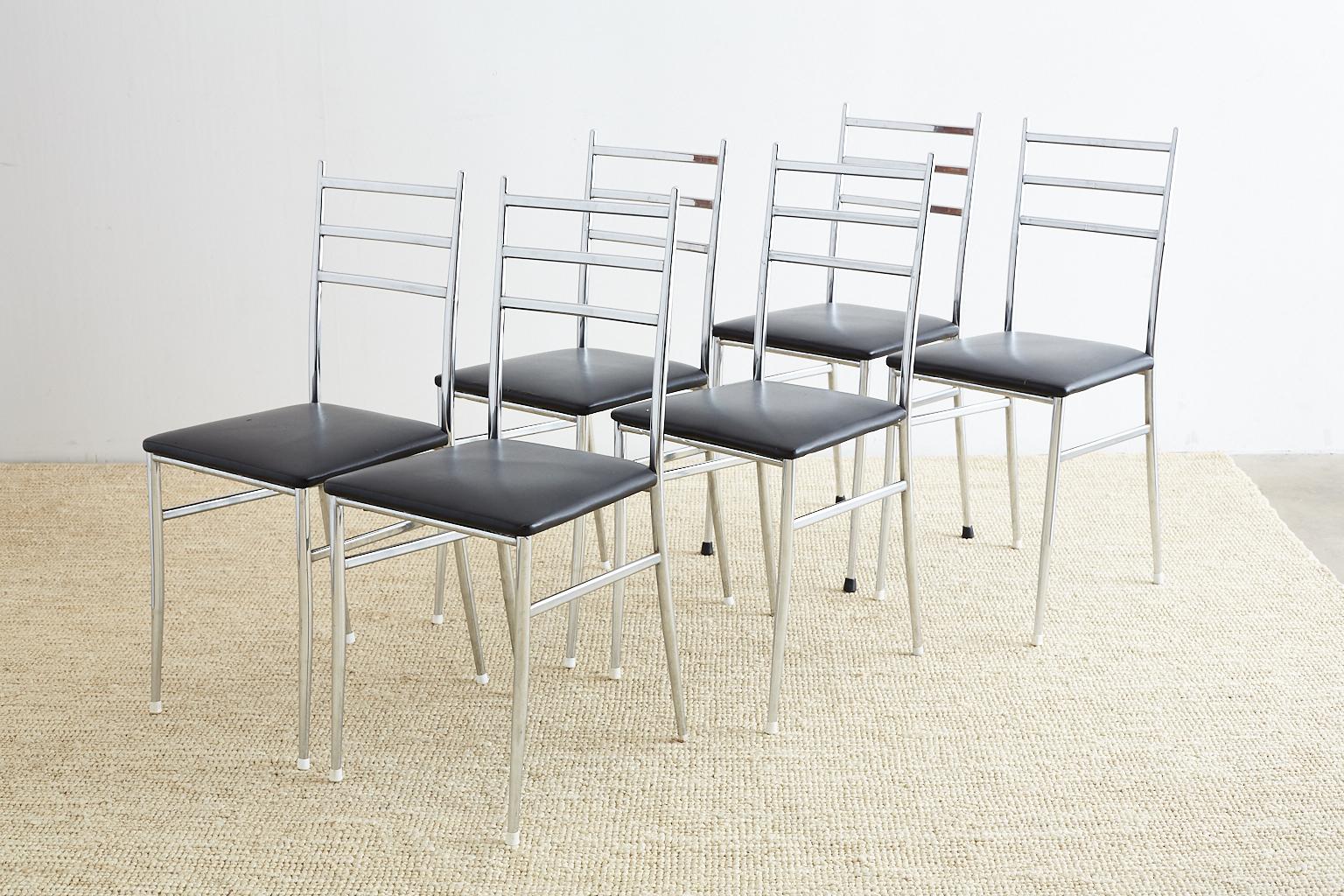 Italian Set of Six Gio Ponti Superleggera Style Dining Chairs