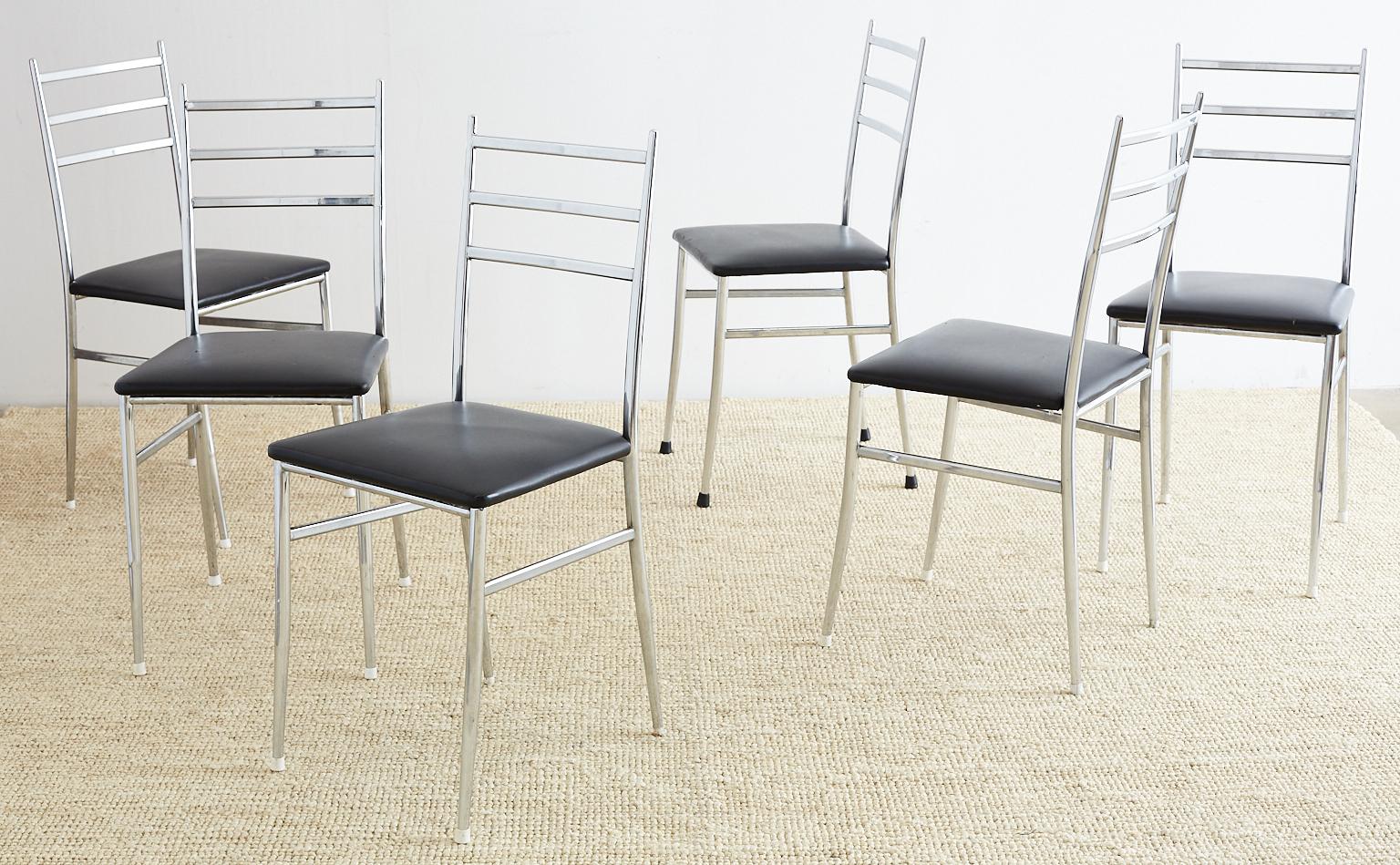 Set of Six Gio Ponti Superleggera Style Dining Chairs In Good Condition In Rio Vista, CA