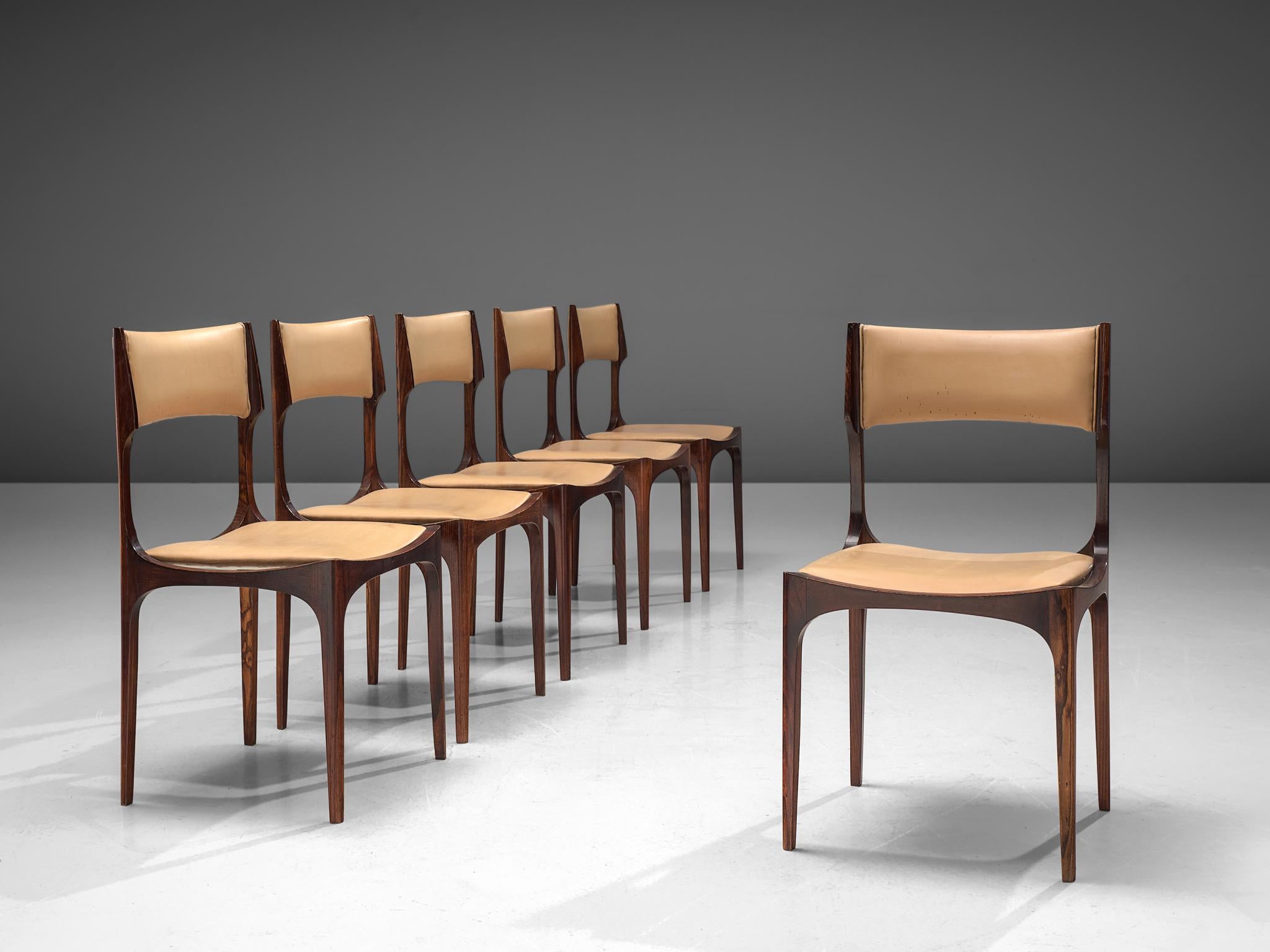 Mid-Century Modern Set of Six Giuseppe Gibelli 'Beatrice' Dining Chairs
