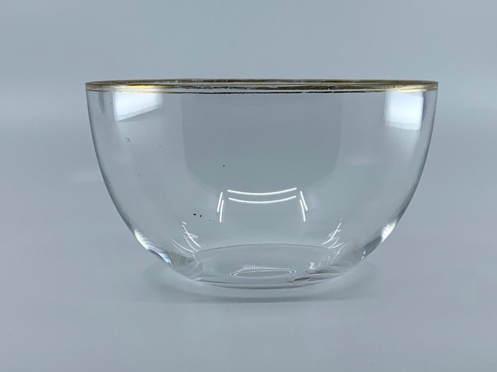 Set of Six Glass Bowls with Gilt Rim For Sale 3