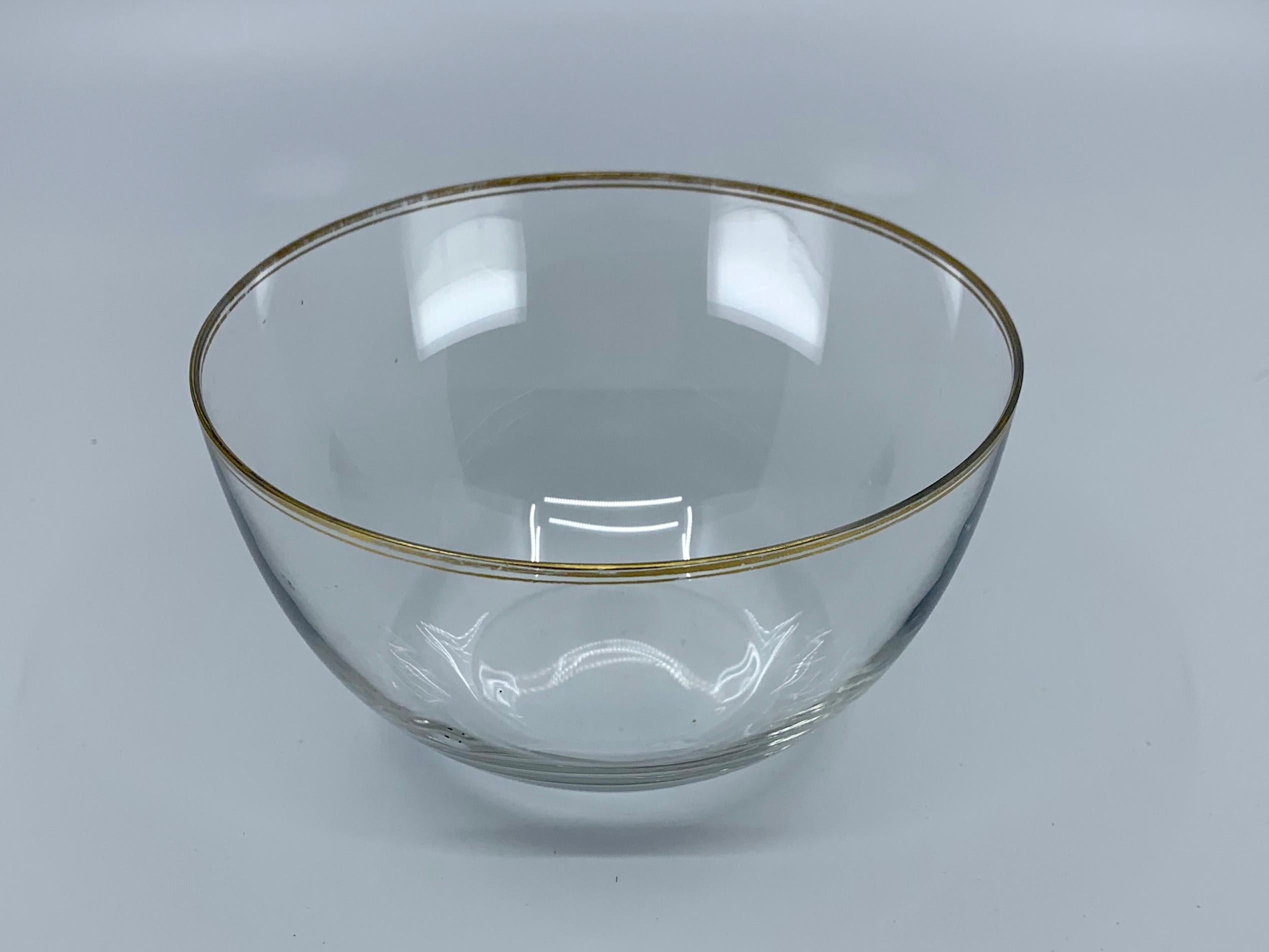 Set of Six Glass Bowls with Gilt Rim For Sale 1