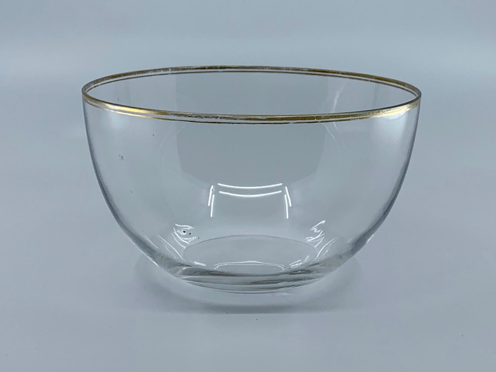 Set of Six Glass Bowls with Gilt Rim For Sale 2