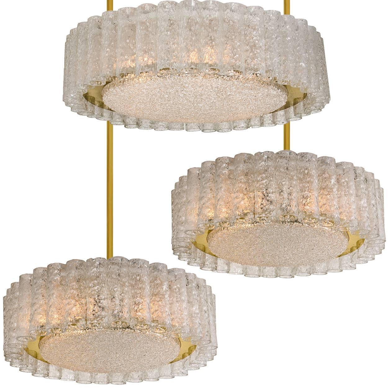 Set of Six Glass Brass Light Fixtures by Doria, Germany, 1960s For Sale 12