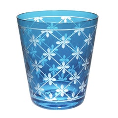 Juego de seis vasos de cristal azul estilo campestre Sofina Boutique Kitzbuehel