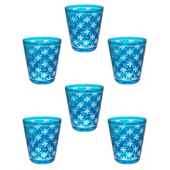  Juego de seis vasos de cristal azul estilo campestre Sofina Boutique Kitzbuehel