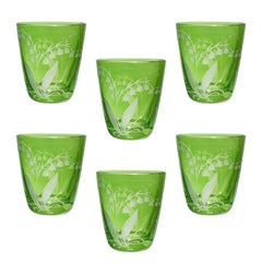 Set of Six Glass Country Style Tumbler Green Crystal Sofina Boutique Kitzbuehel