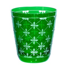 Set of Six  Country Style Glas Tumbler Green Crystal Sofina Boutique Kitzbuehel