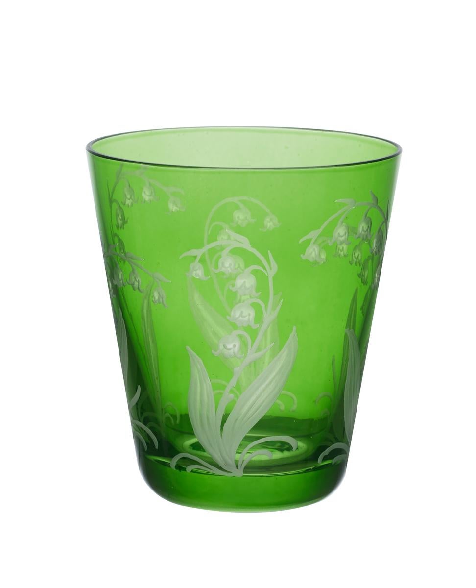 Juego de Seis Vasos de Cristal Estilo Campestre Amarillo Sofina Boutique Kitzbuehel Alemán en venta