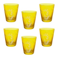 Juego de Seis Vasos de Cristal Estilo Campestre Amarillo Sofina Boutique Kitzbuehel