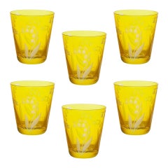 Set of Six Glass Country Style Tumbler Yellow Crystal Sofina Boutique Kitzbuehel