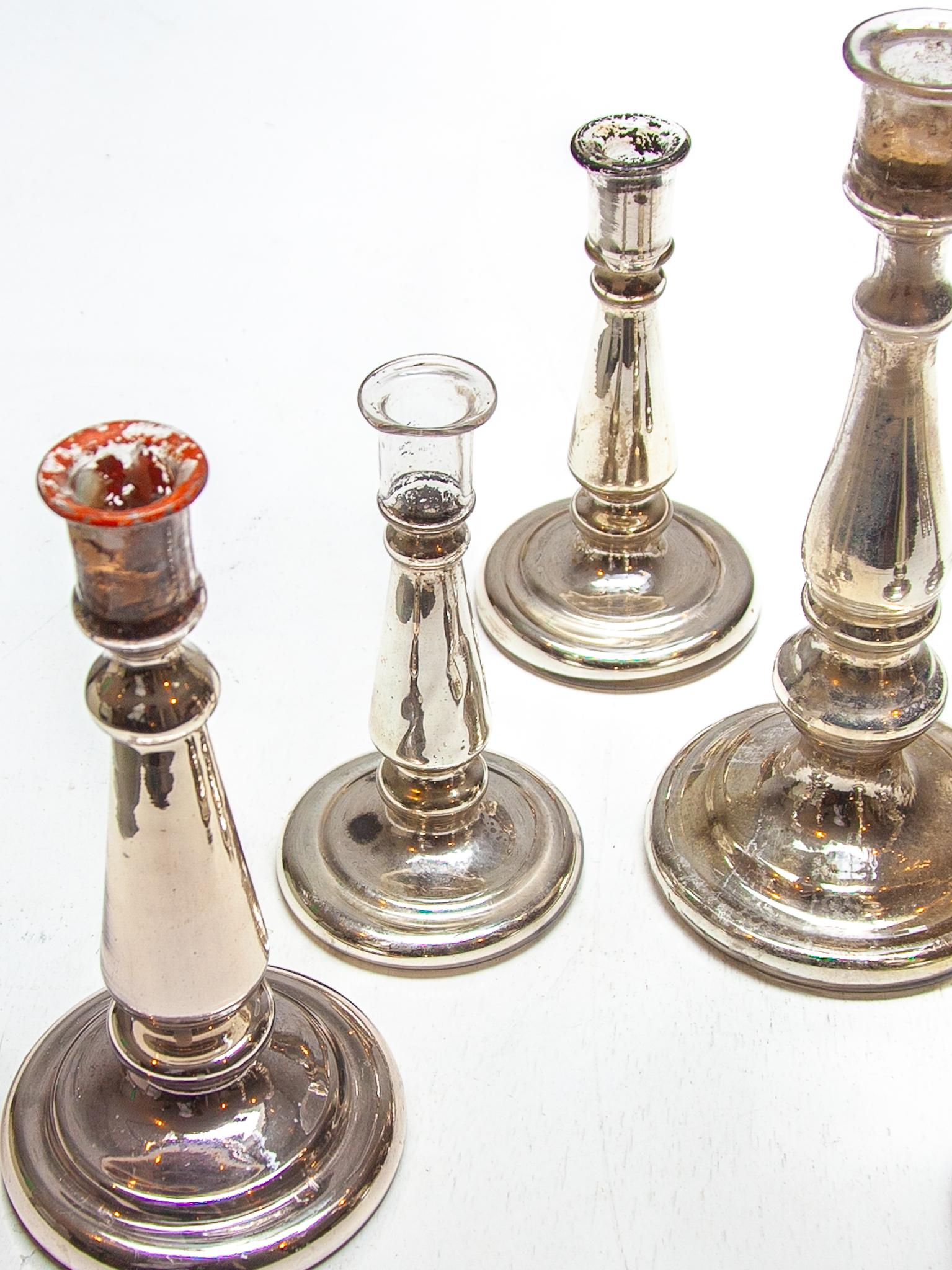 Set di sei candelieri in vetro e argento Farmer, Belgio in vendita 2