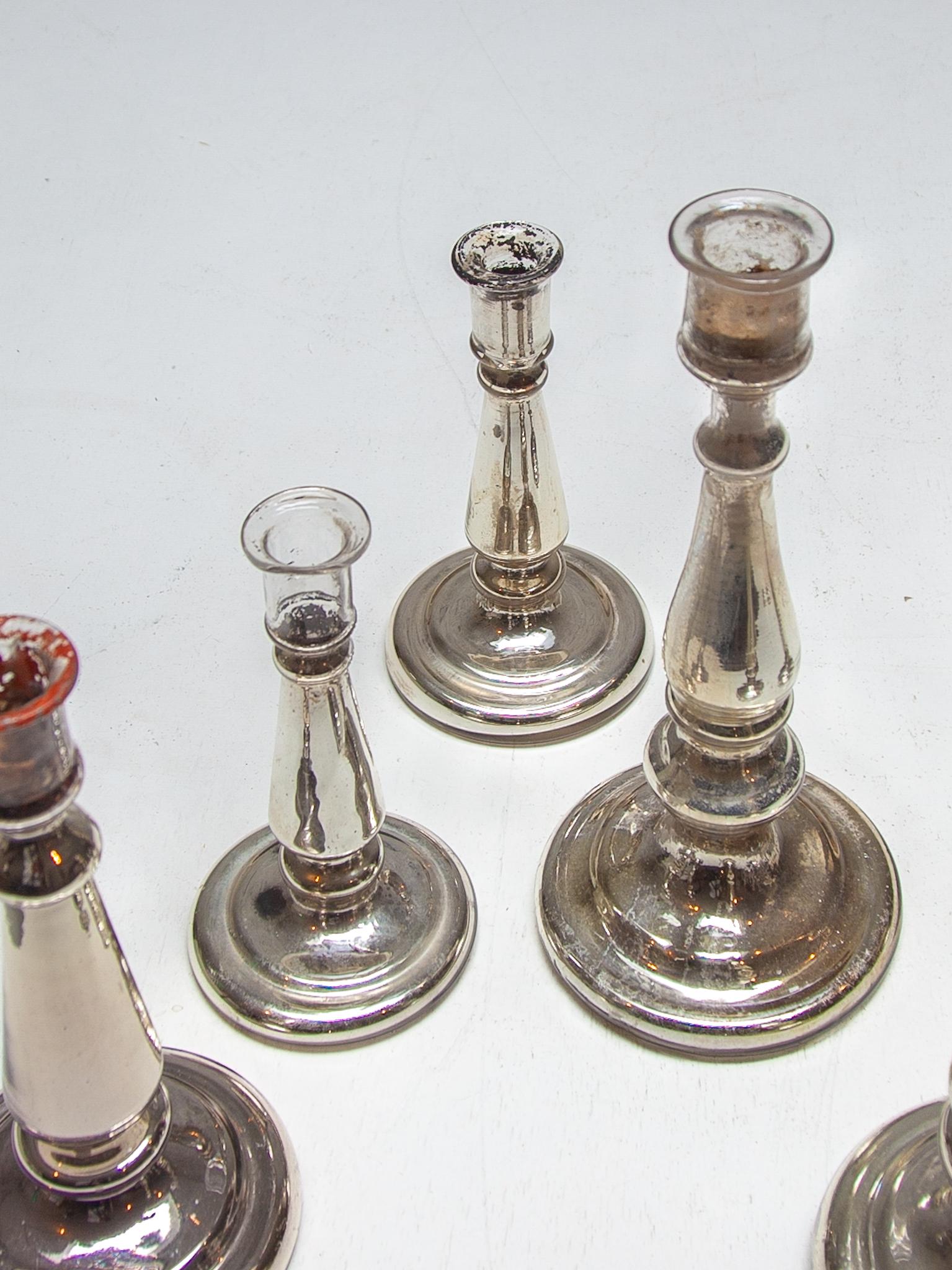 Set di sei candelieri in vetro e argento Farmer, Belgio in vendita 1