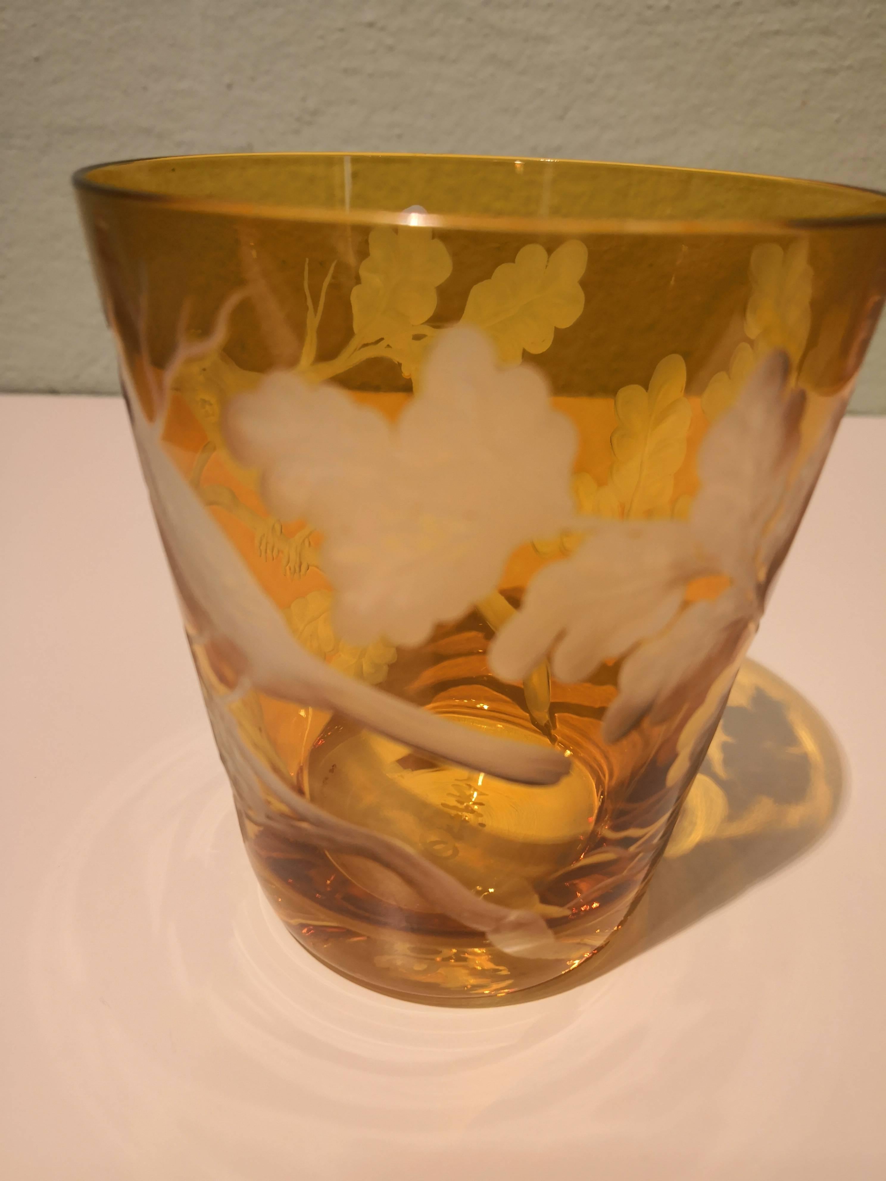Hand-Crafted Country Style Set of Six Glass Tumbler Amber Sofina Kitzbuehel Kitzbühel For Sale