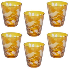 Ensemble de six gobelets en verre ambré Sofina Kitzbuehel Kitzbühel de style campagnard