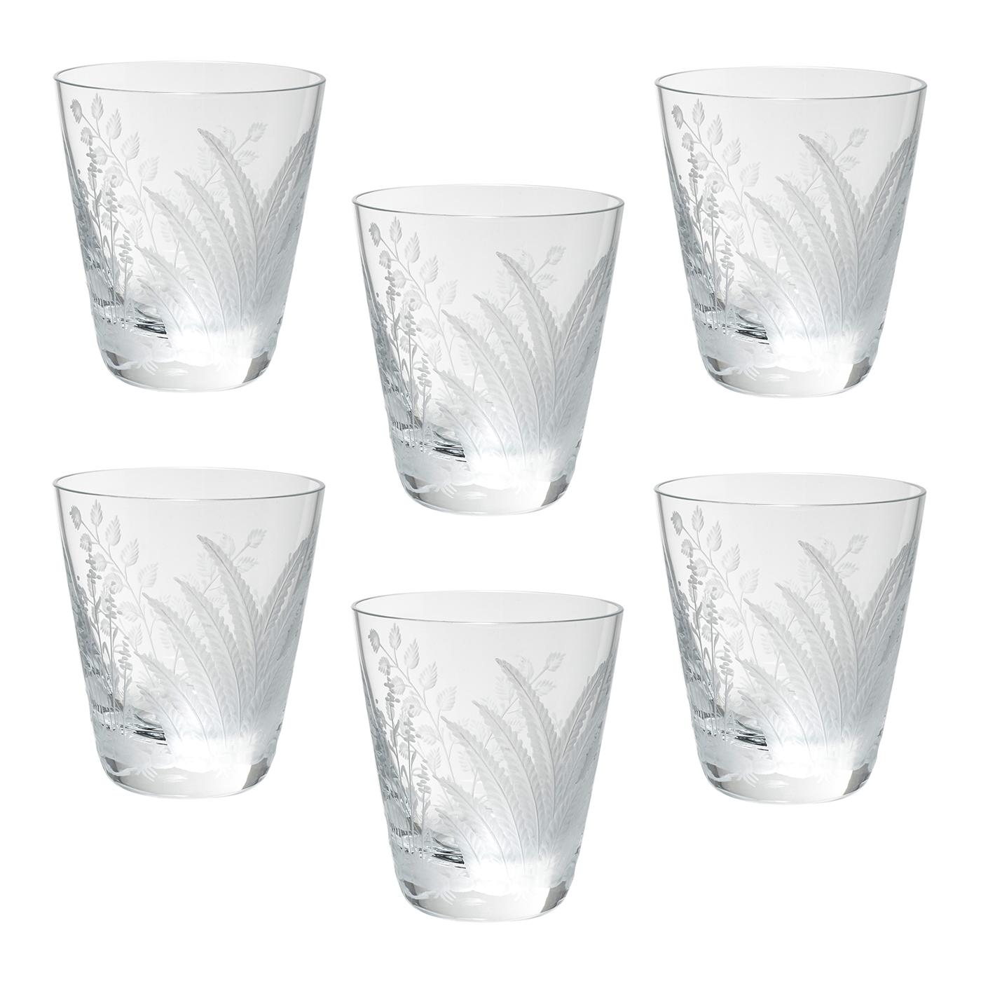 German Country Style Set of Six Glass Tumbler  Fern Decor Sofina Kitzbuehel Kitzbühel For Sale