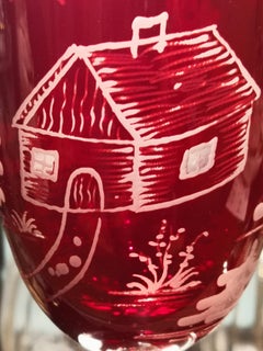 Country Style Set of Six Wine Glasses Red Skier Decor Sofina Boutique Kitzbuehel
