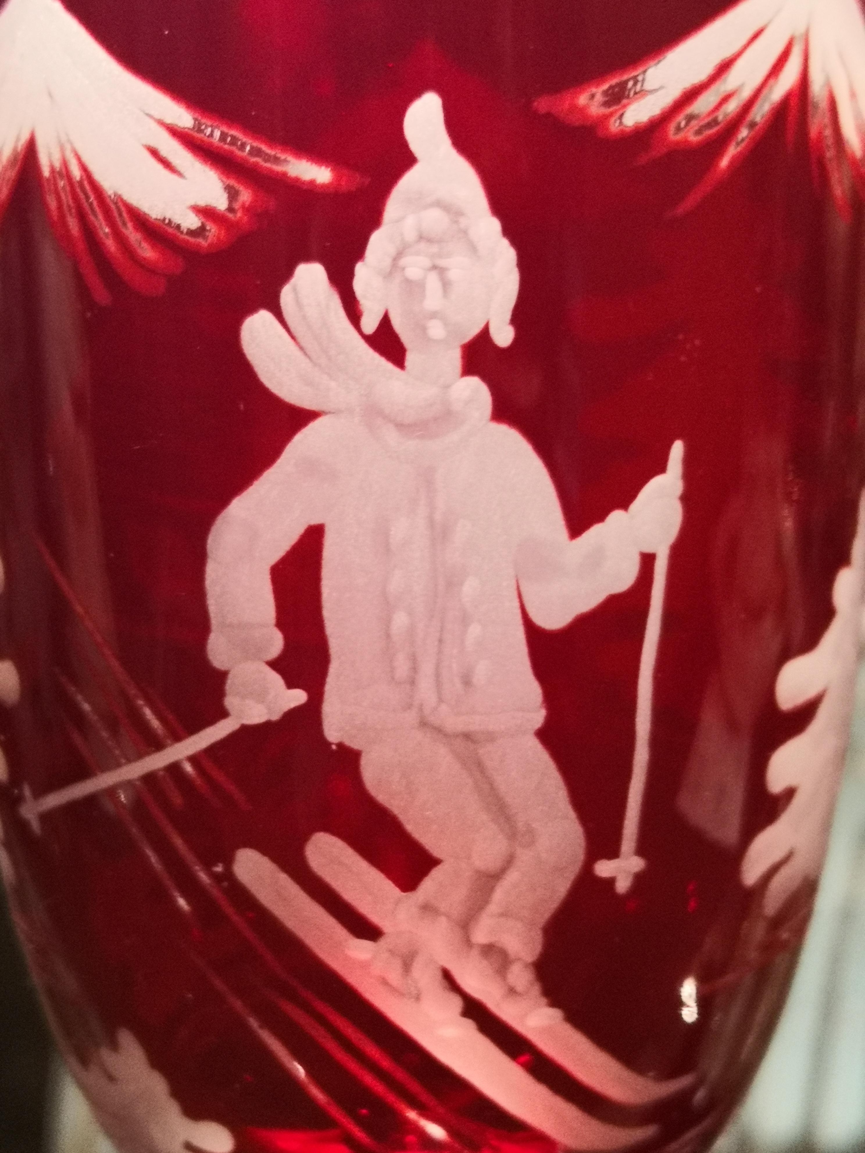 Country Ensemble de six verres à vin décoré de skieurs rouges de style campagnard Sofina Boutique Kitzbuehel en vente