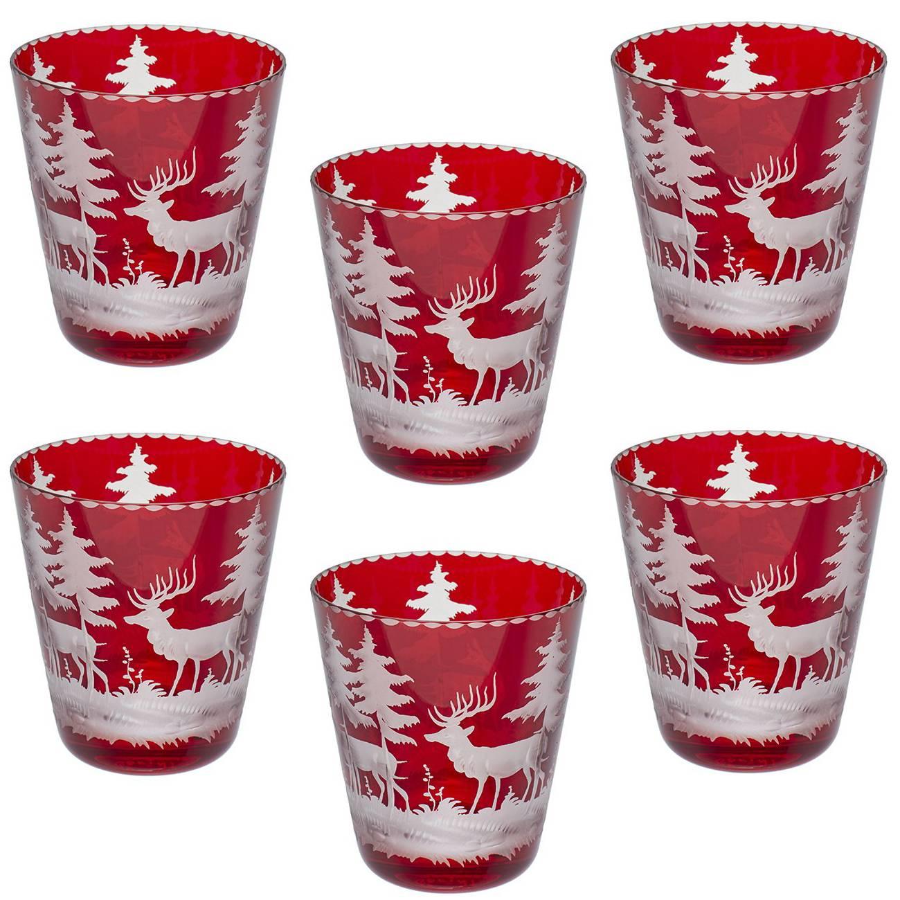 Black Forest Set of Six Glass Tumblers Red Sofina Boutique Kitzbuehel