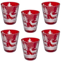 Vintage Black Forest Set of Six Glass Tumblers Red Sofina Boutique Kitzbuehel