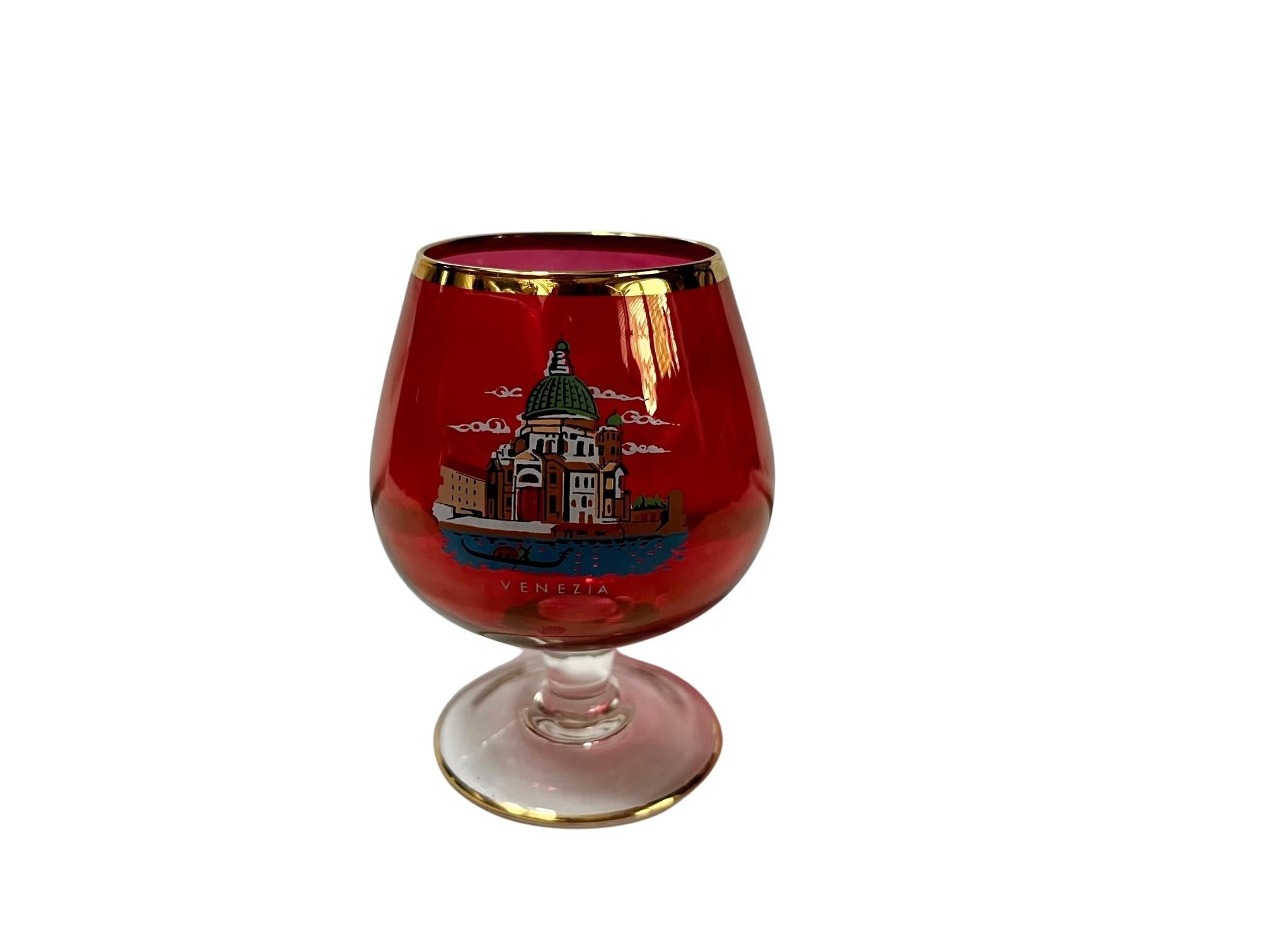 20th Century Set of six glasses, 1950s, Mid-Century, Sights of Venice, Italy  For Sale