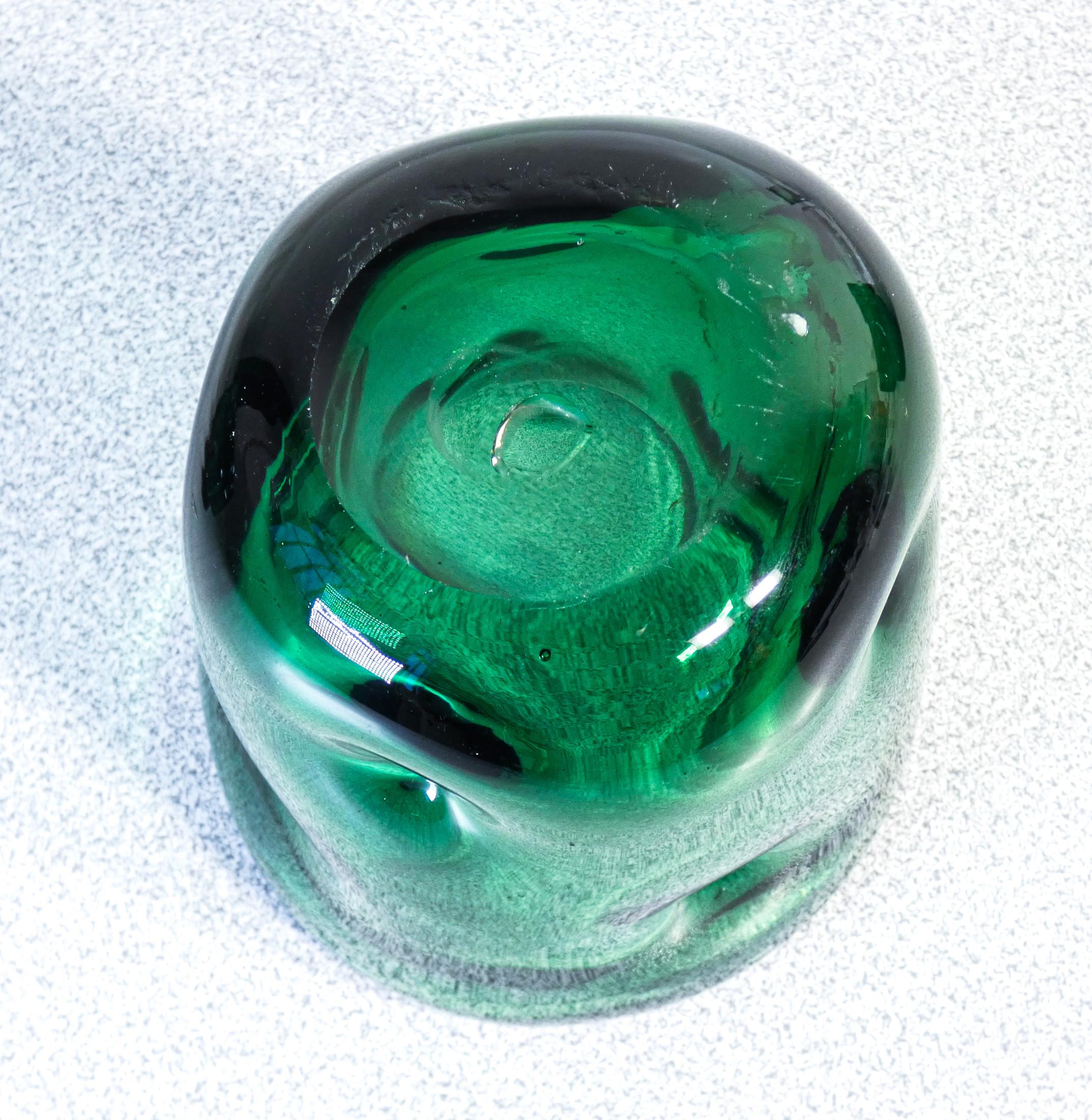 Set of Six Glasses, Handmade in Empoli Green Blown Glass, Tuscany, 1960s 4