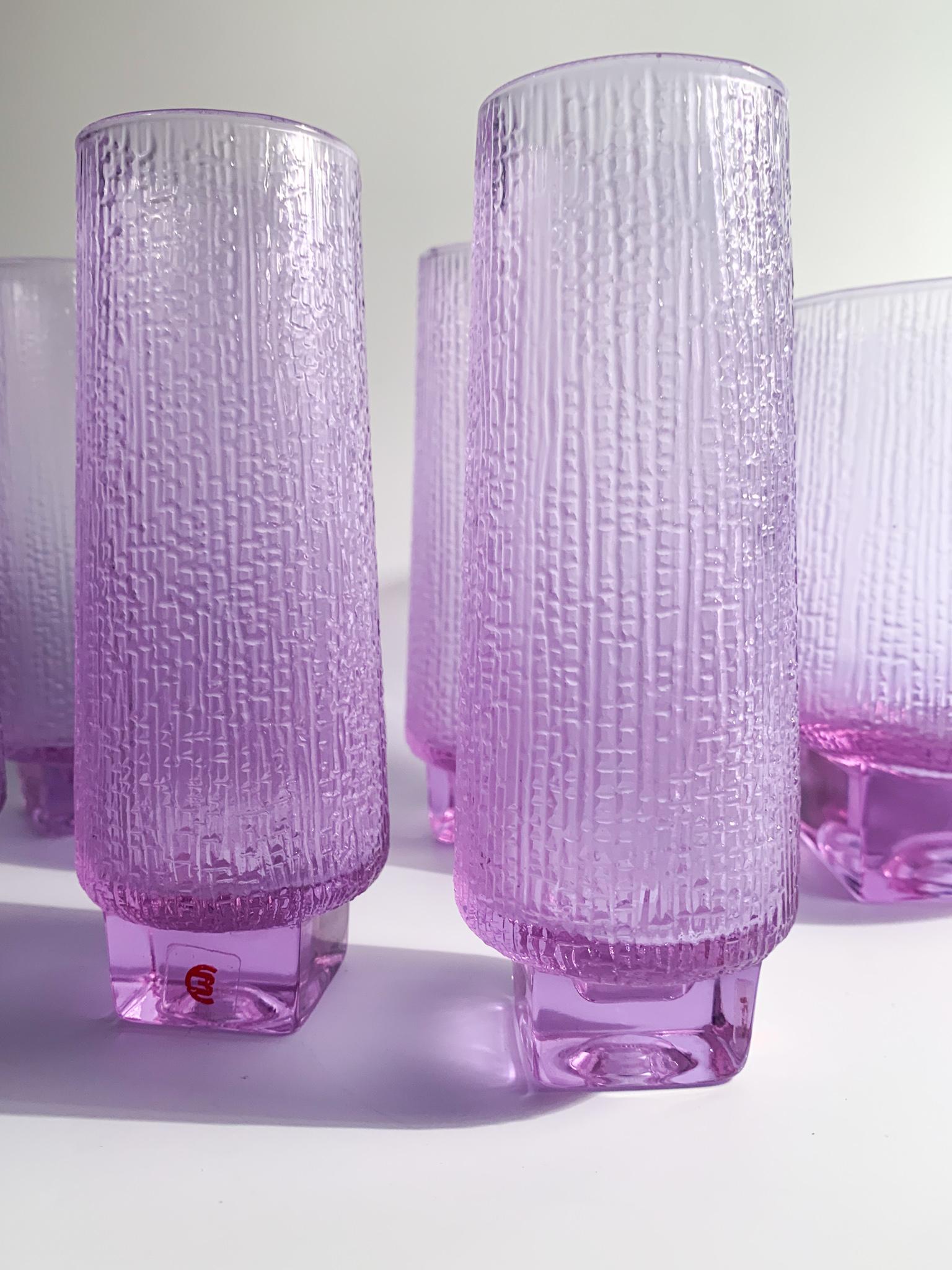 Set of Six Glasses & Ice Bucket in Alexandrite Crystal by Tapio Wirkkala Littala 5
