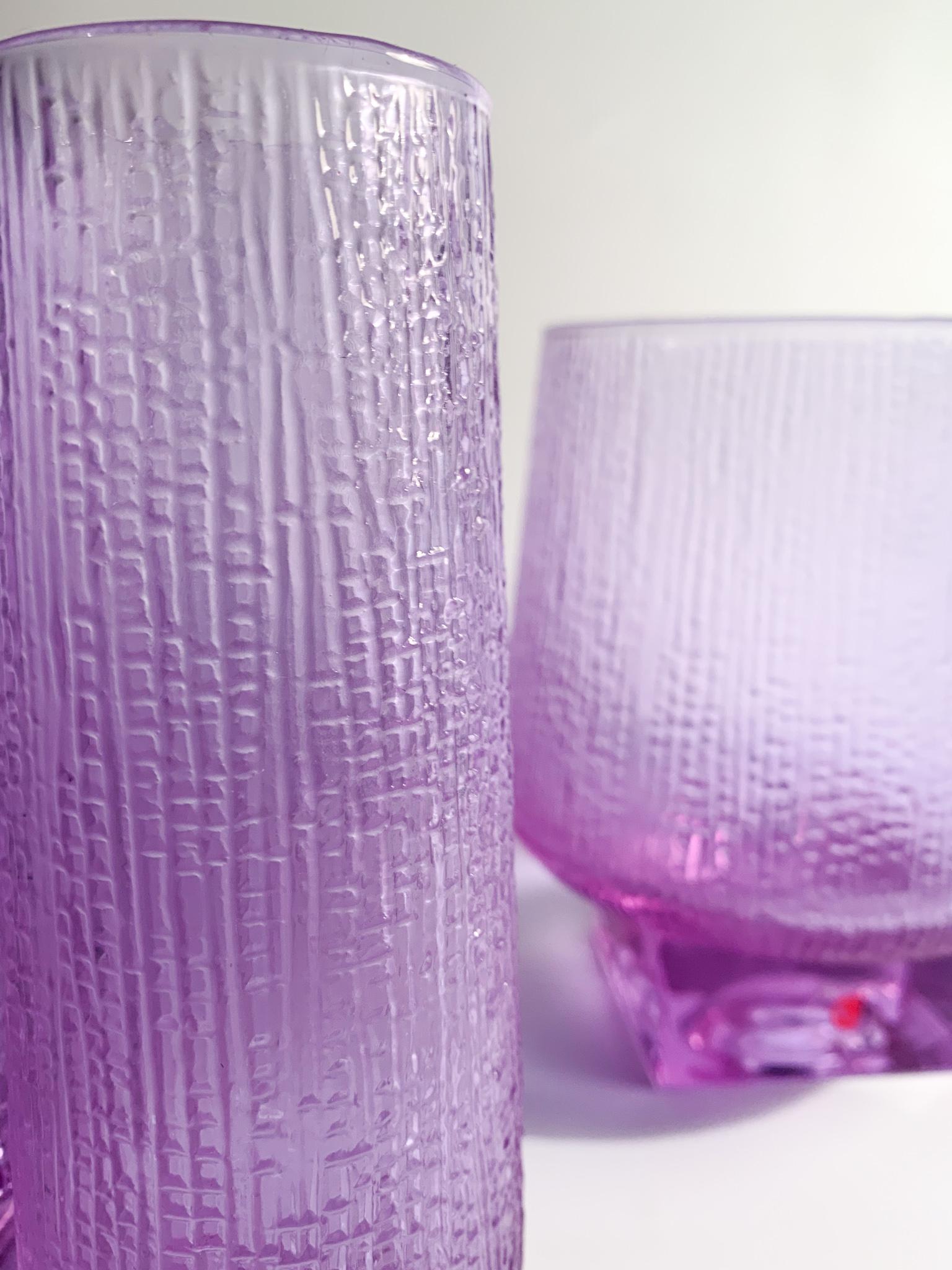 Set of Six Glasses & Ice Bucket in Alexandrite Crystal by Tapio Wirkkala Littala 2