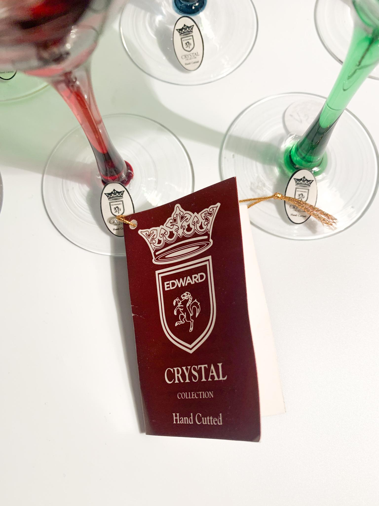 Set of Six Glasses in Multicolored Bohemian Crystal from the 1950s 7