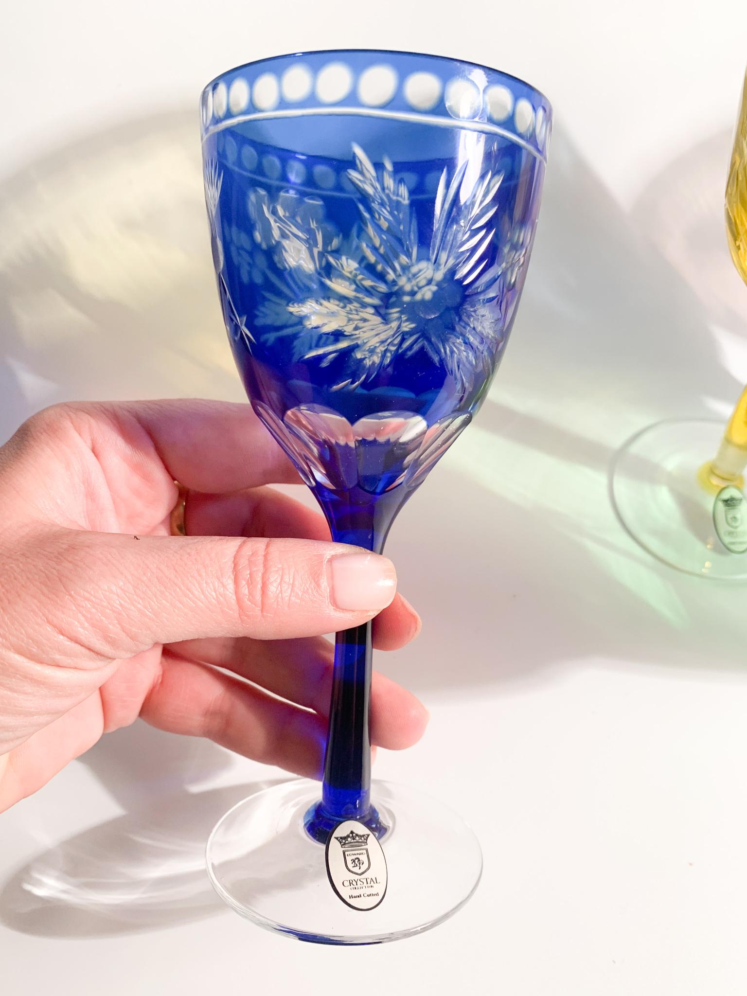 Set of Six Glasses in Multicolored Bohemian Crystal from the 1950s 10