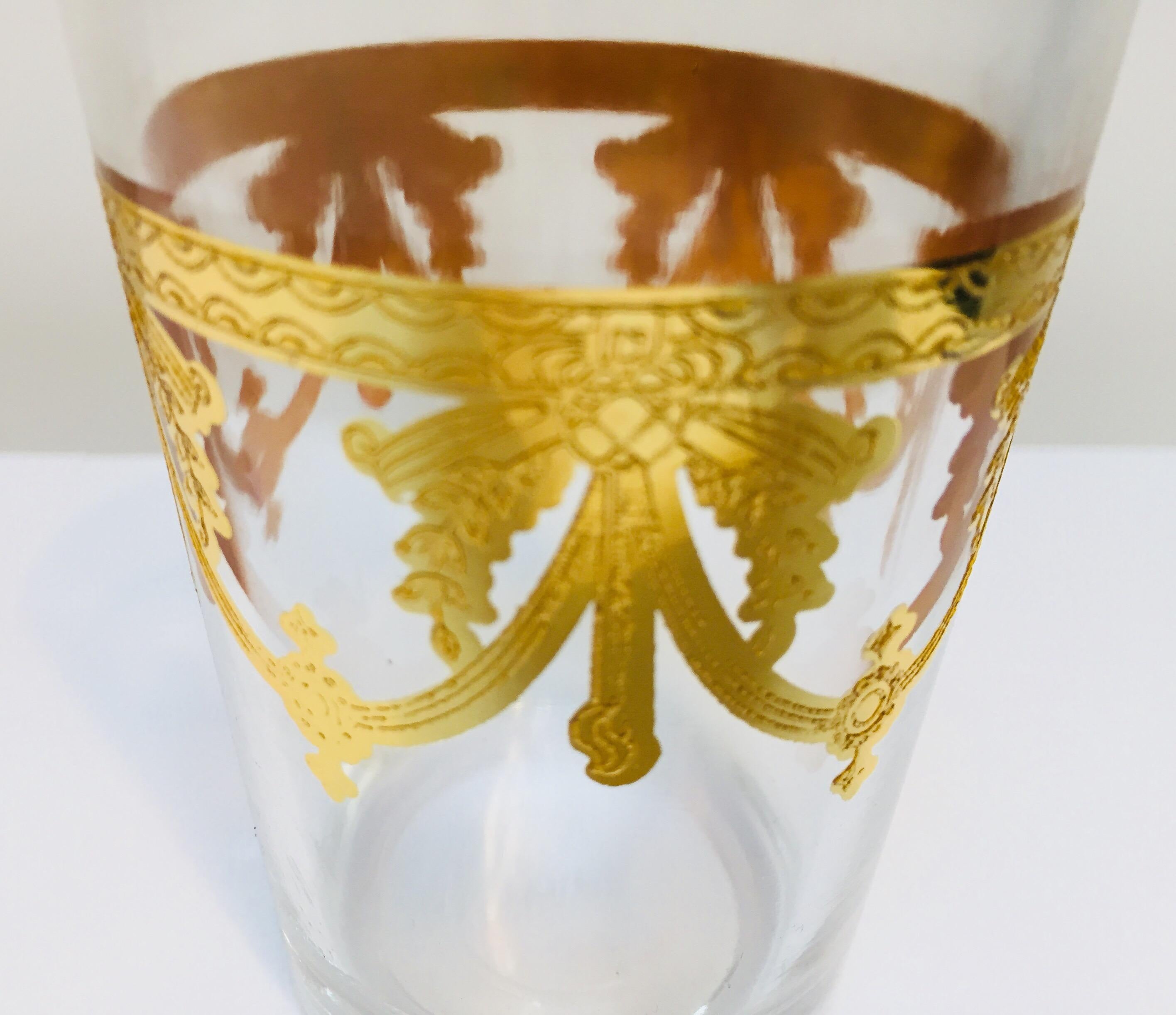 Set of Six Moorish Glasses with Gold Raised Overlay Design 1