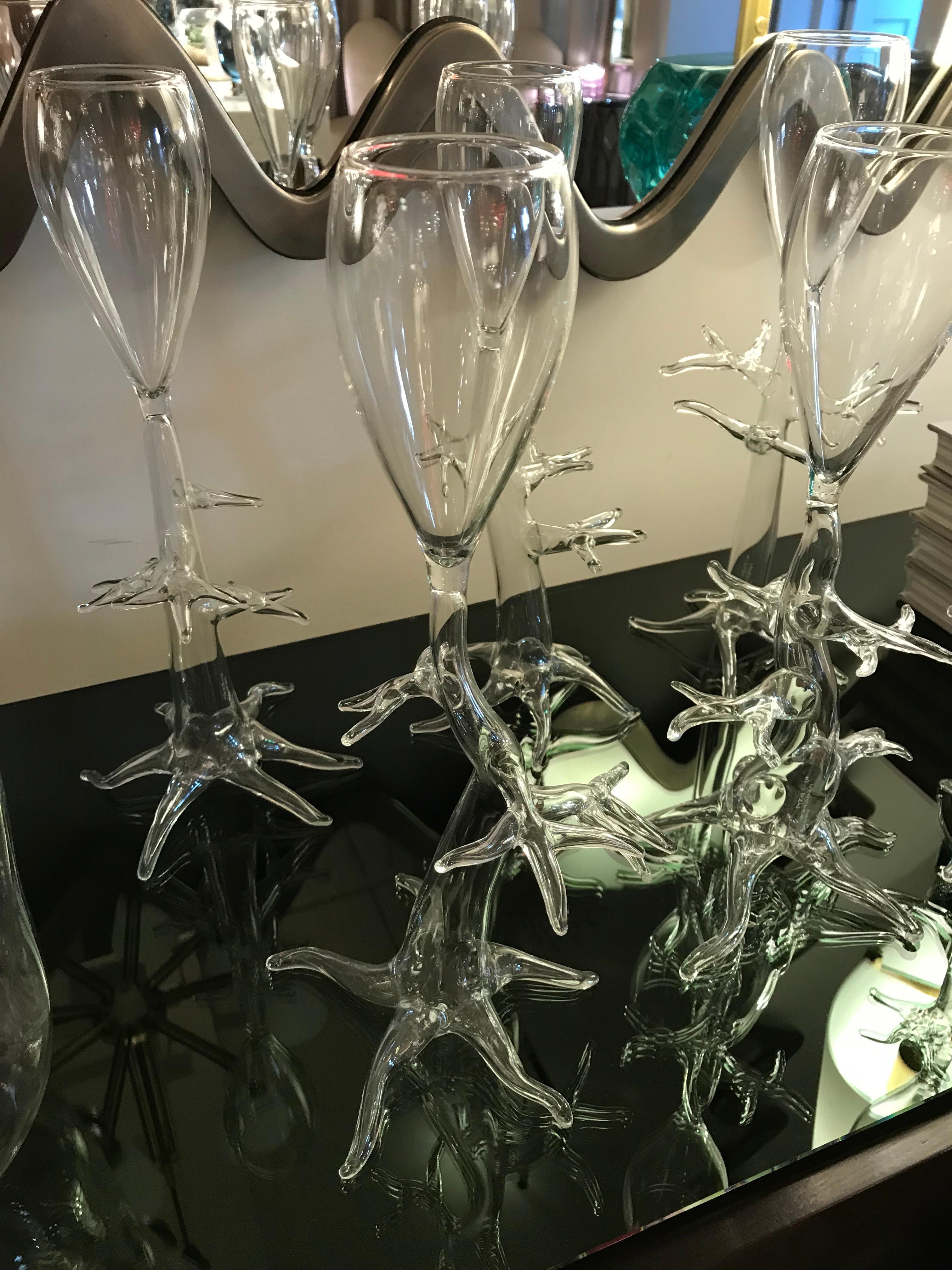 Italian Set of Six Glasses with Pitcher by Simone Crestani