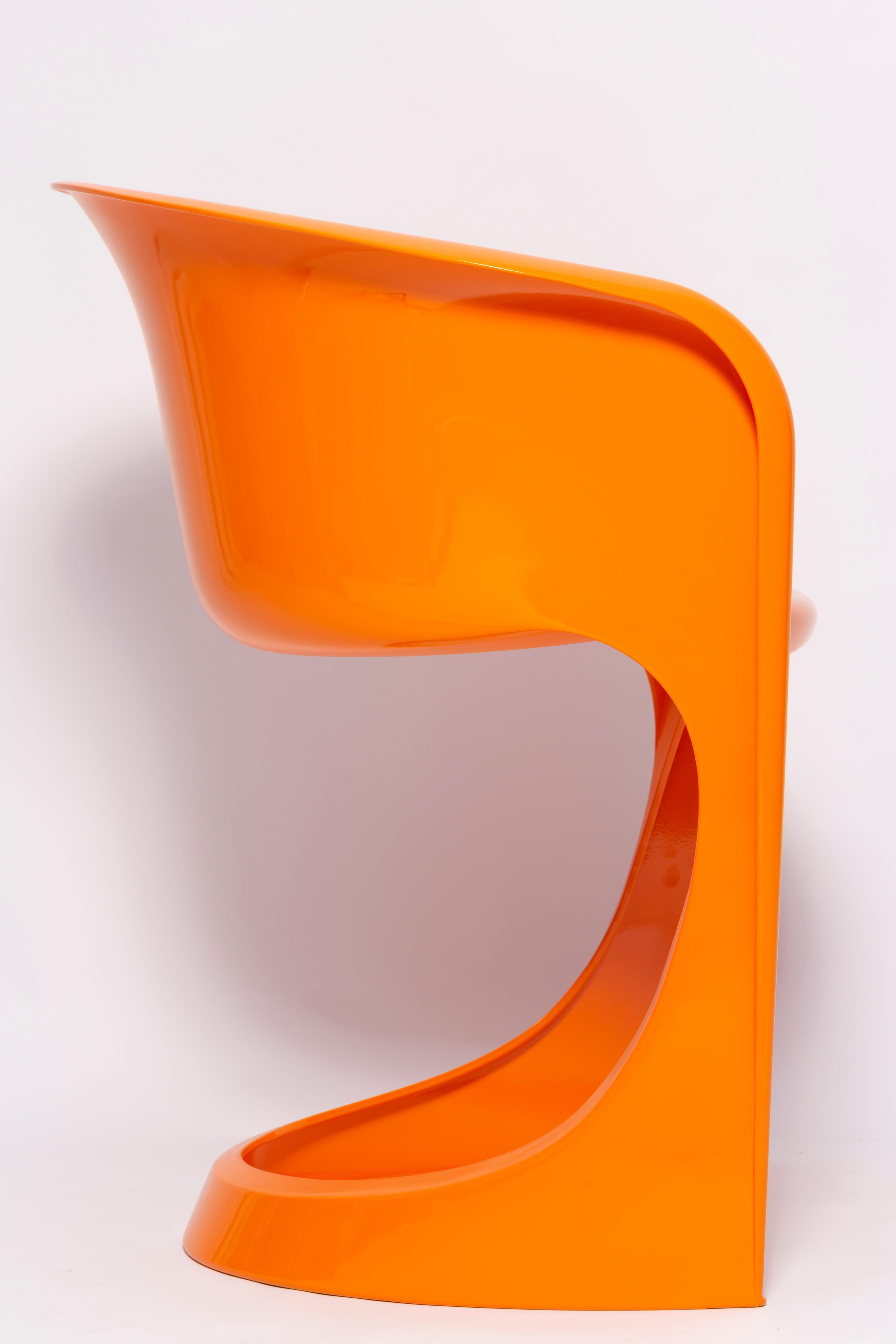 Mid-Century Modern Set of Six Glossy Orange Cado Chairs, Steen Østergaard, 1974 For Sale