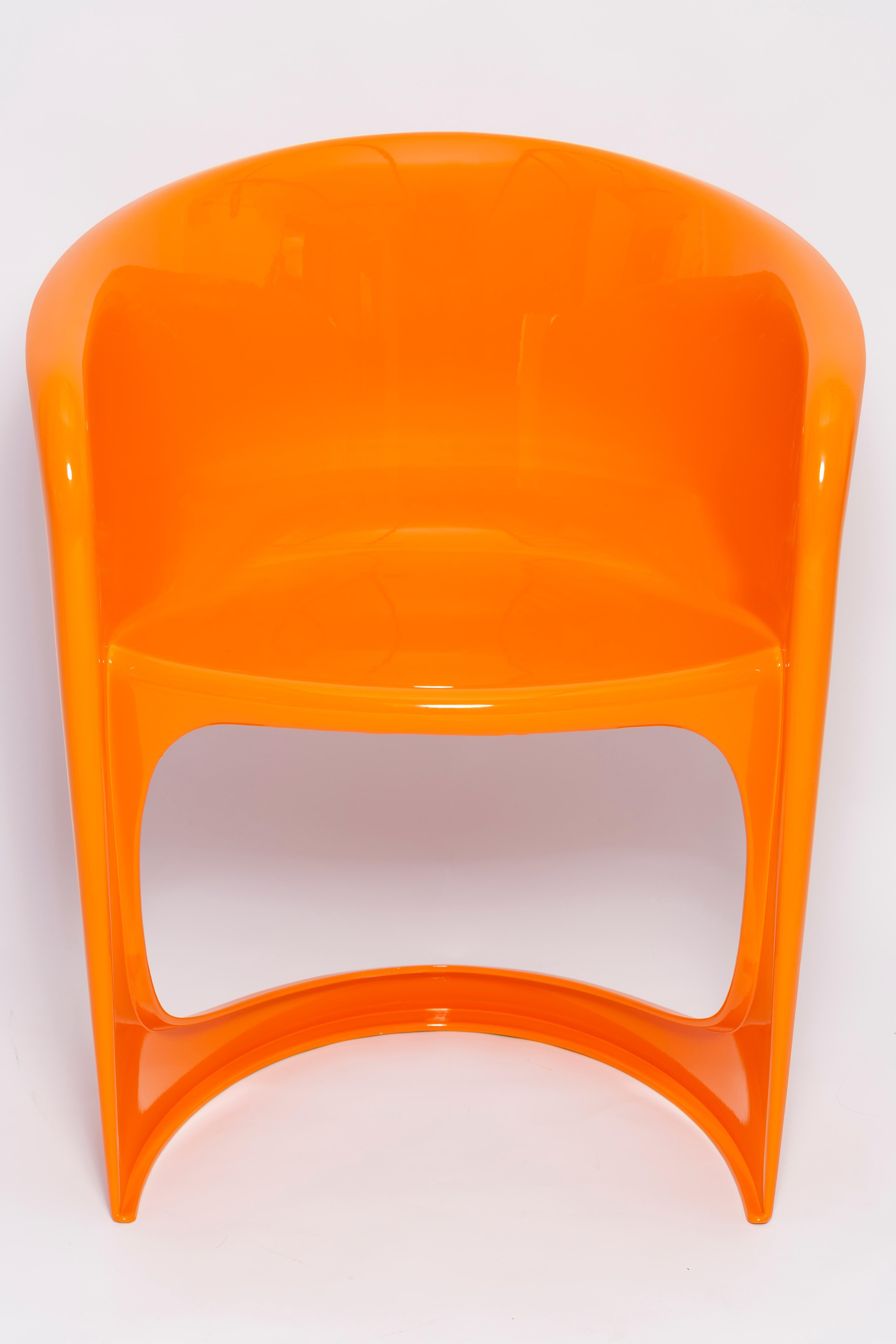 Polish Set of Six Glossy Orange Cado Chairs, Steen Østergaard, 1974 For Sale