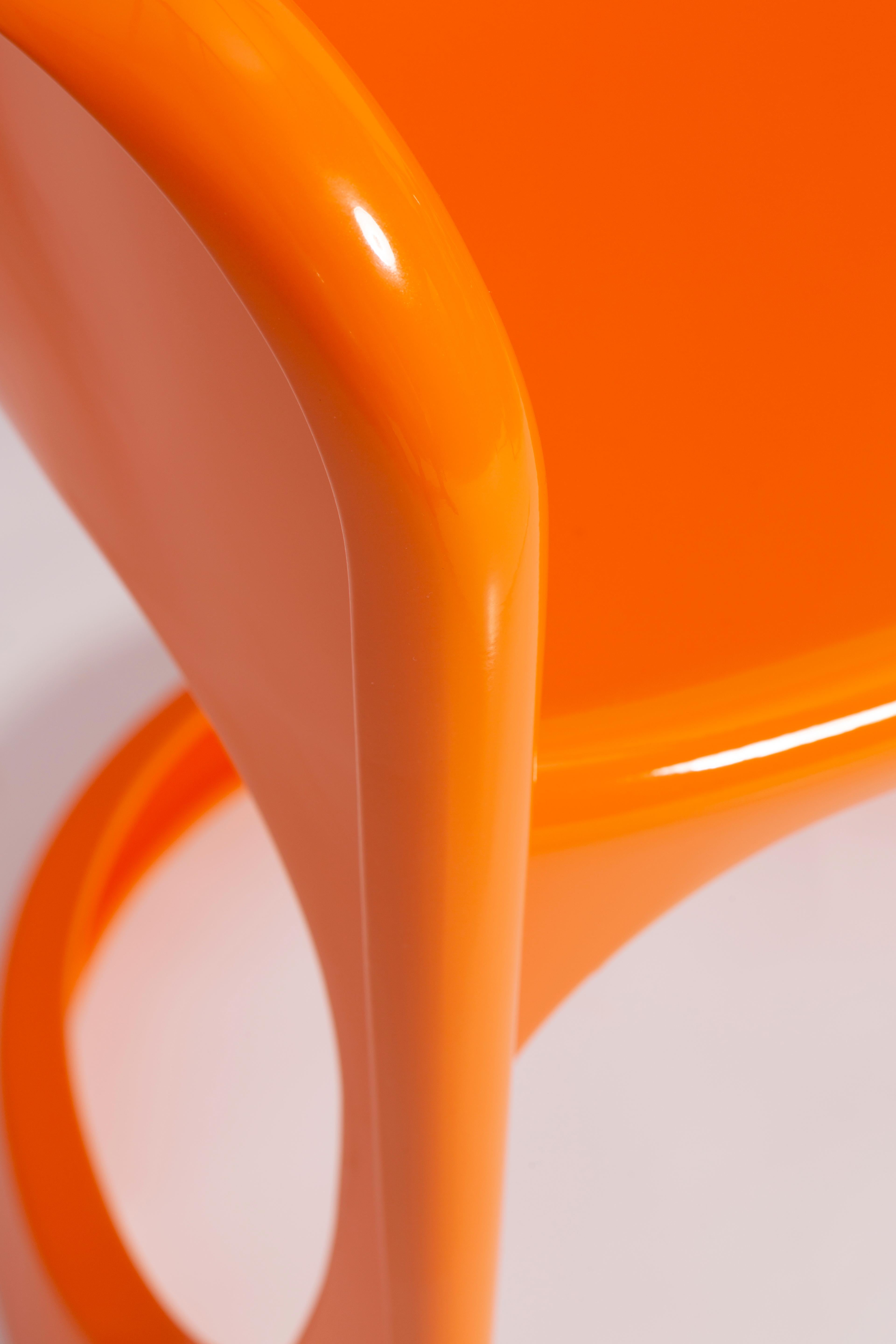 20th Century Set of Six Glossy Orange Cado Chairs, Steen Østergaard, 1974 For Sale